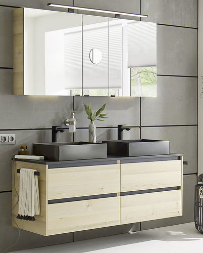 Meuble vasque double - REVENTO  - Musterring - suspendu / en bois / contemporain