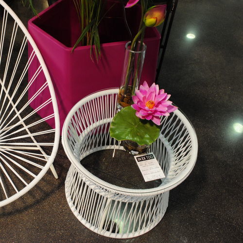 Table d'appoint contemporaine - ITA - BOQA - en verre / avec piètement en acier / avec piètement en cuir