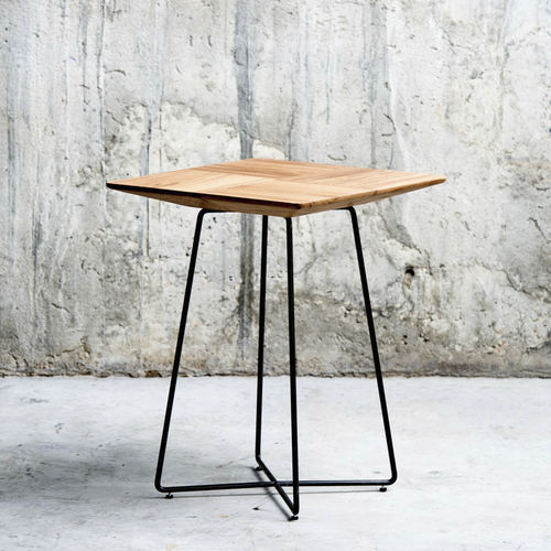 Table d'appoint contemporaine - NUBE  - qowood - en métal / en chêne / rectangulaire