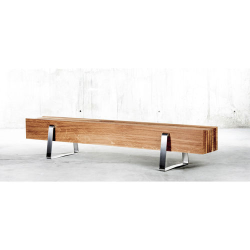 Banc contemporain - qowood - en chêne / en pin / en inox