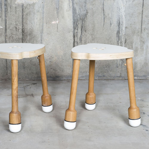 Tabouret contemporain - CRICK - qowood - en bois / empilable