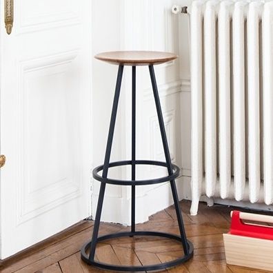 Tabouret de bar contemporain - GUSTAVE - Harto - en chêne / avec piètement en métal laqué / noir