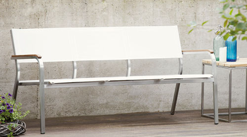 Banc de jardin contemporain - LUX XL - Jankurtzmöbel - en teck / en inox / avec dossier