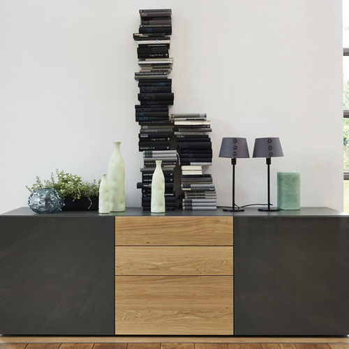 Buffet contemporain - VISION - NOW! By Hülsta - en bois laqué / en chêne / en bois laqué brillant