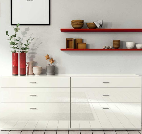 Buffet contemporain - NO.14 - NOW! By Hülsta - en bois laqué / avec tiroirs / blanc