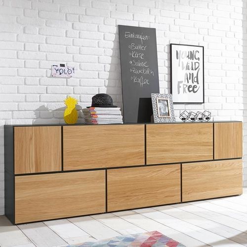 Buffet contemporain - TO GO - NOW! By Hülsta - en placage de bois / en chêne naturel / noir