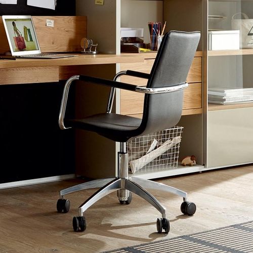 Chaise de bureau contemporaine - VISION  - NOW! By Hülsta - en cuir / avec piètement en métal / tapissée