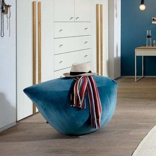 Pouf design original - BIRDY - NOW! By Hülsta - en tissu / gris / bleu