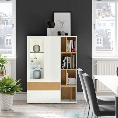 Vitrine contemporaine - VISION - NOW! By Hülsta - en verre / en bois laqué / en chêne naturel