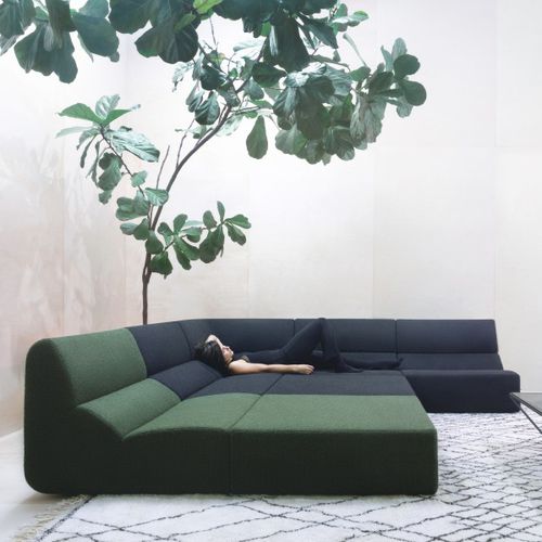 Canapé modulable - LAYOUT - prostoria - contemporain / en tissu / gris