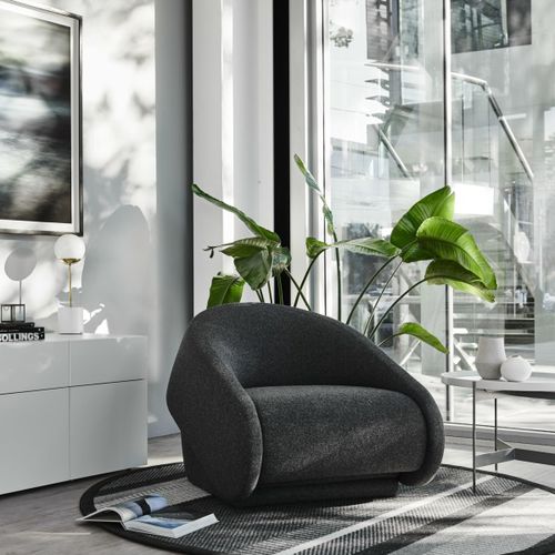 Fauteuil contemporain - UP-LIFT - prostoria - en tissu / lit / gris