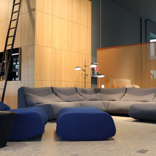 Pouf contemporain - ABSENT - prostoria - en tissu / modulable / gris