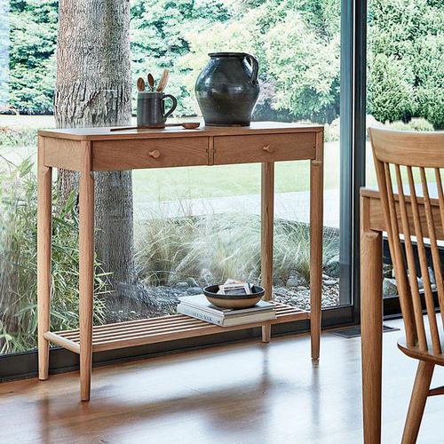 Console contemporaine - CAPENA - ercol - en chêne / rectangulaire / avec tiroir