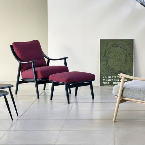 Repose-pied contemporain - MARINO - ercol - en tissu / en frêne