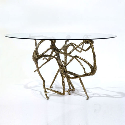 Table à manger design original - HUMAN - Amu- Inspiration Design - en verre / en métal / ronde