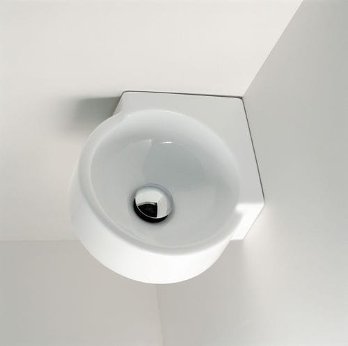 Vasque suspendue - MINI TWIN - FLAMINIA - en céramique / brillante / d'angle