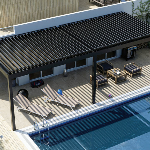 Pergola autoportée - SKLOUNGE - PERGOLA AS - en aluminium / en acier inoxydable / couverture coulissante