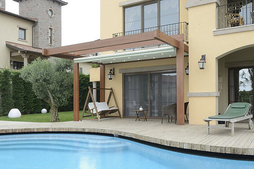 Pergola autoportée - CLASSIC - PERGOLA AS - adossée / en bois / couverture en toile