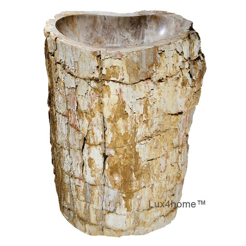 Vasque sur pied - FRIGIDUS - Lux4home™ - en pierre / en bois fossilisé / organique