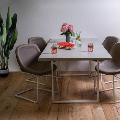Table à manger contemporaine - CONCRETE 303 - SUN WOOD by Stainer - en bois / avec piètement en métal / rectangulaire