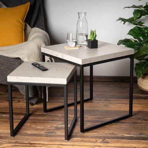 Table basse contemporaine - Set im Beton Look - SUN WOOD by Stainer - en bois / avec piètement en fer / carrée