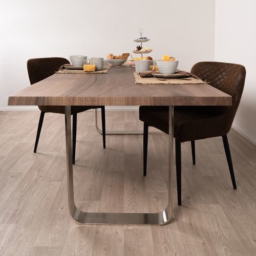 Table à manger contemporaine - SUN WOOD : NUSS EUROPA 107 - SUN WOOD by Stainer - en bois massif / avec piètement en métal / rectangulaire