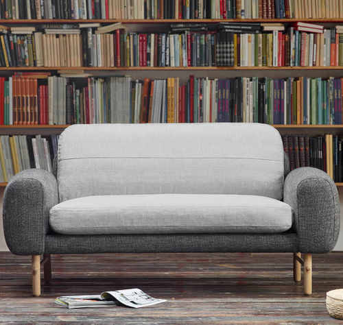 Canapé design scandinave - AYO - stoubystouby - en tissu / en cuir / avec coussin amovible