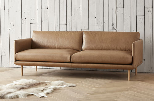 Canapé contemporain - LINGER - stoubystouby - en tissu / en cuir / marron