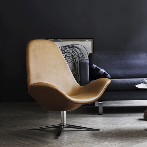 Fauteuil contemporain - CONCORD HIGH - stoubystouby - en cuir / en tissu / en aluminium