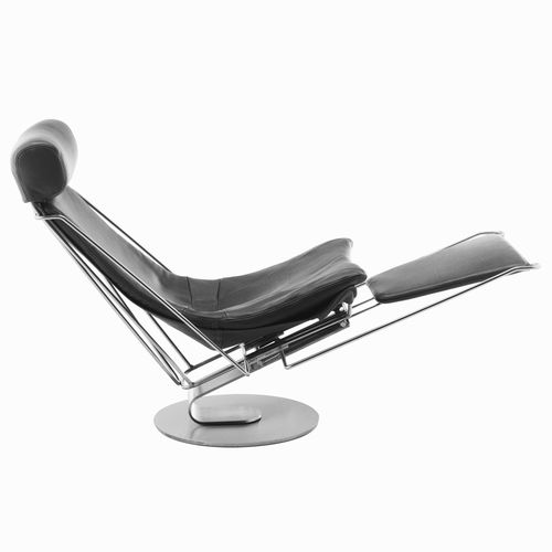 Chaise longue contemporaine - INTERDANE - stoubystouby - en cuir / en acier inoxydable / à bascule