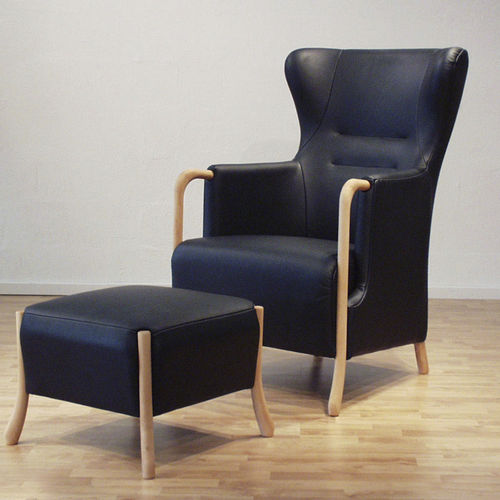 Fauteuil contemporain - CLAUDIA - stoubystouby - en cuir / en tissu / en bois