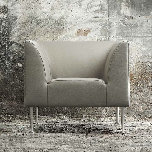 Fauteuil contemporain - CUBO - stoubystouby - en cuir / en tissu / gris