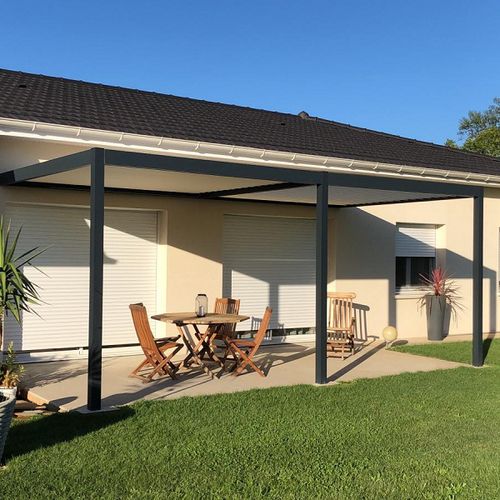 Pergola adossée - SPR02 6x3m - AXIUM solutions aluminium - en aluminium extrudé / en aluminium thermolaqué / à lames orientables