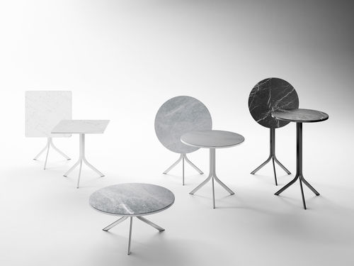 Table bistrot contemporaine - by Jean Louis Iratzoki - RETEGUI - en marbre / en acier / ronde