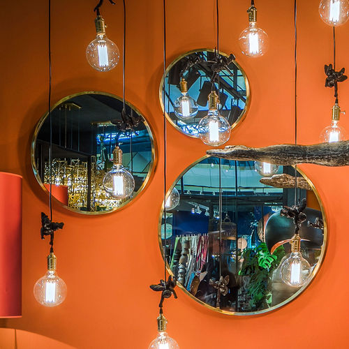 Miroir mural - DOTT - V-LAB - contemporain / rond / en acier inoxydable