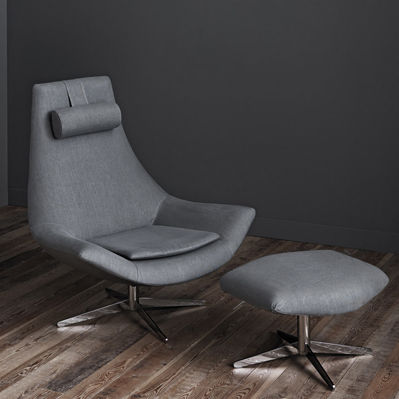 Fauteuil contemporain - ALLEN - Italianadivani srl - en tissu / en métal chromé / avec repose-pieds