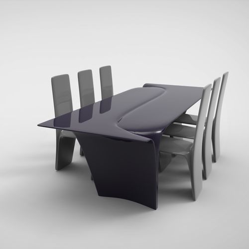 Table à manger design - QUOVEX - Officine Sandrini - en fibres synthétiques / avec piètement en fibres synthétiques / rectangulaire