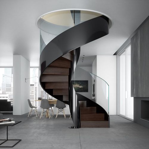 Escalier hélicoïdal - VORTIKA: FASCIA - Officine Sandrini - à marches en bois / en métal / résidentiel