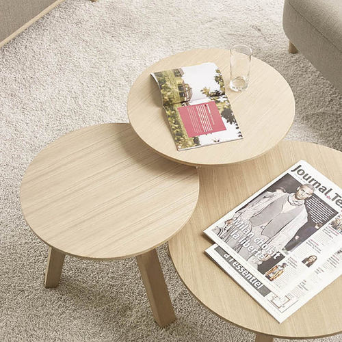 Table basse contemporaine - EZTIA - SOKOA - en chêne / avec piètement en chêne / ronde