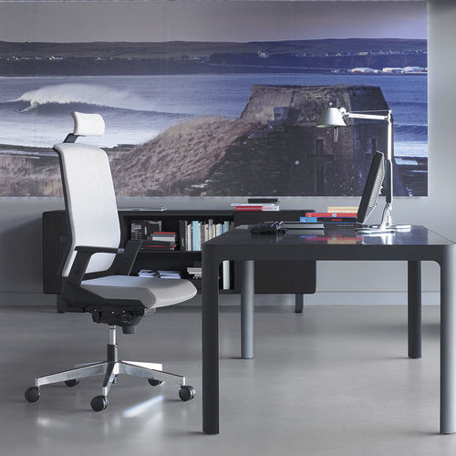 Fauteuil de bureau contemporain - TELA - SOKOA - en tissu / avec repose-tête / gris