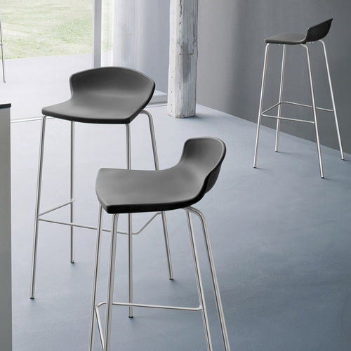 Chaise de bar contemporaine - EASY  - SOKOA - d'intérieur / en acier chromé / en plastique