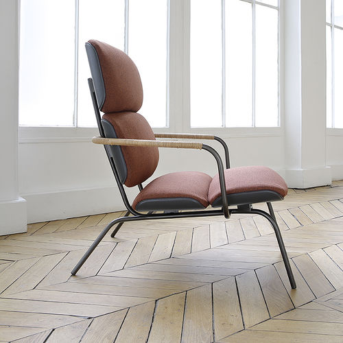 Fauteuil contemporain - BLUEMOON - Coedition - en cuir / en tissu / en métal laqué