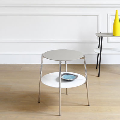 Guéridon contemporain - SHIKA - Coedition - en MDF / avec piètement en métal chromé / rond