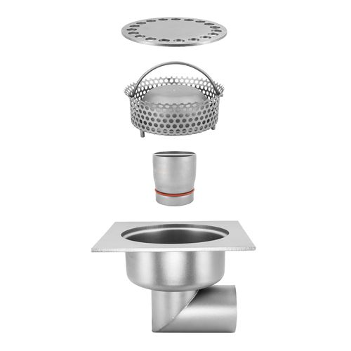 Siphon de sol en inox - TOTAL HYGIENIC DIS. 0016 - Inoxsystem S.r.l. - pour cuisine / pour applications industrielles / avec grille
