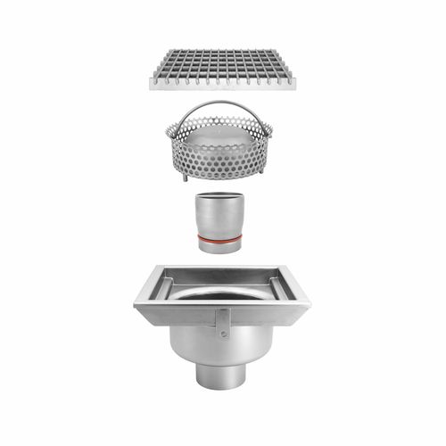 Siphon de sol en inox - TOTAL HYGIENIC DIS. 0510 - Inoxsystem S.r.l. - pour cuisine / pour applications industrielles / avec grille