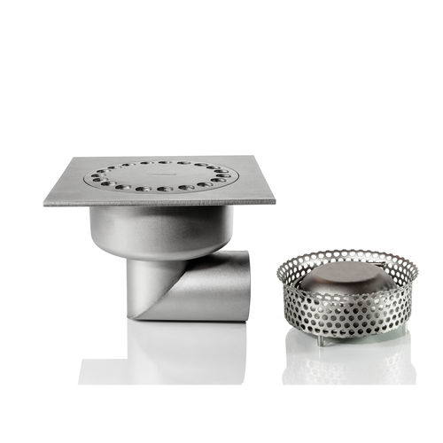Siphon de sol en acier inox - 0009 - Inoxsystem S.r.l. - pour applications industrielles / avec grille / avec canal latéral