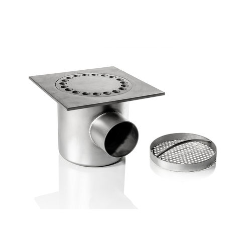 Siphon de sol en acier inox - 0011 - Inoxsystem S.r.l. - pour applications industrielles / avec grille / avec canal latéral