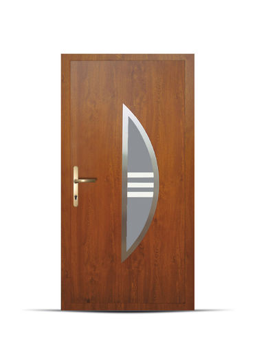 Porte d'entrée - BOLIVIA - VIDOK - en inox / battante / semi-vitrée