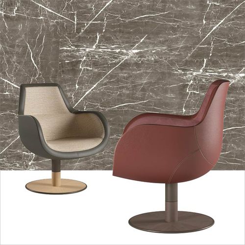 Fauteuil contemporain - DEKA  - DIMENSIONE CHI WING LO - en cuir / en chêne / en métal