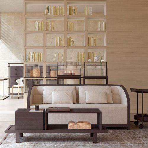 Canapé contemporain - NETA - DIMENSIONE CHI WING LO - en tissu / en cuir / avec accoudoirs